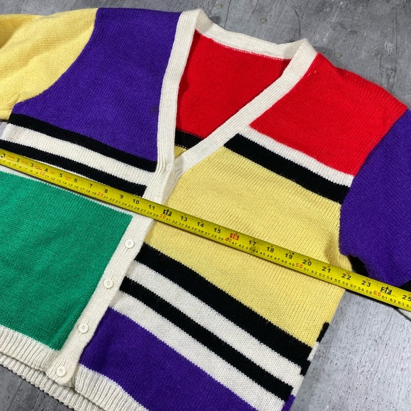 90s Multicolored Knit Cardigan Sweater - Picture 5 of 6